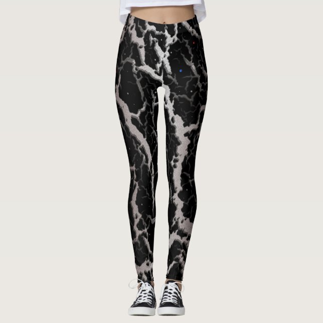 Cracked Space Lava - White/Brown Leggings (Framsida)
