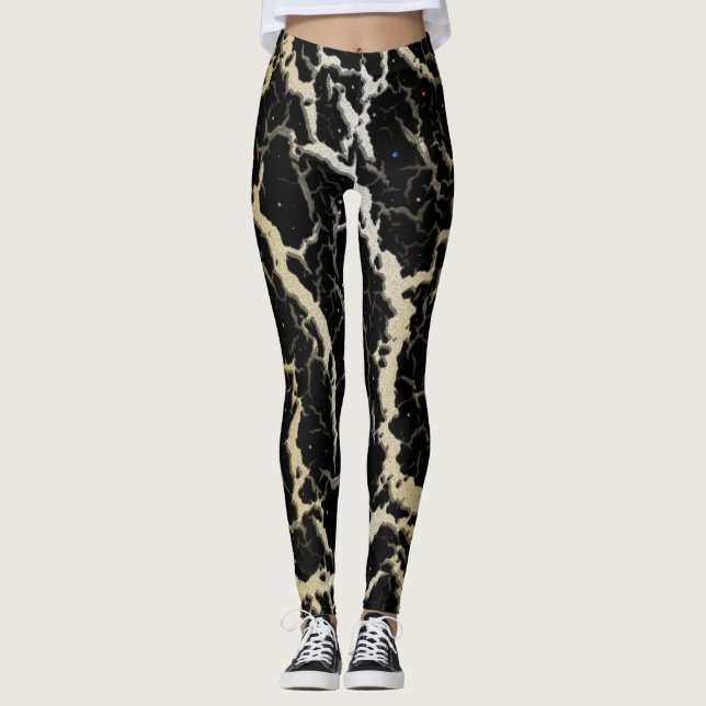 Cracked Space Lava - White/Gold Leggings (Framsida)