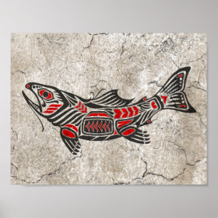 Cracking Haida Spirit Fish Poster