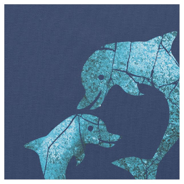 Crackled Dolphin Mönster Tyg (Närbild)