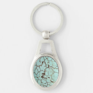 Cracks Turcos Gemstone Ovalt Silverfärgad Nyckelring