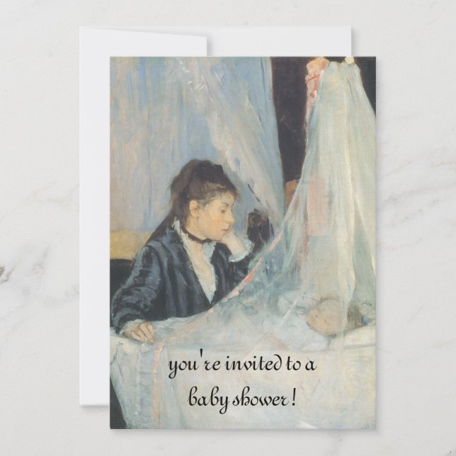 Cradle by Berthe Morisot, Elegant Baby Shower Inbjudningar (Framsida)
