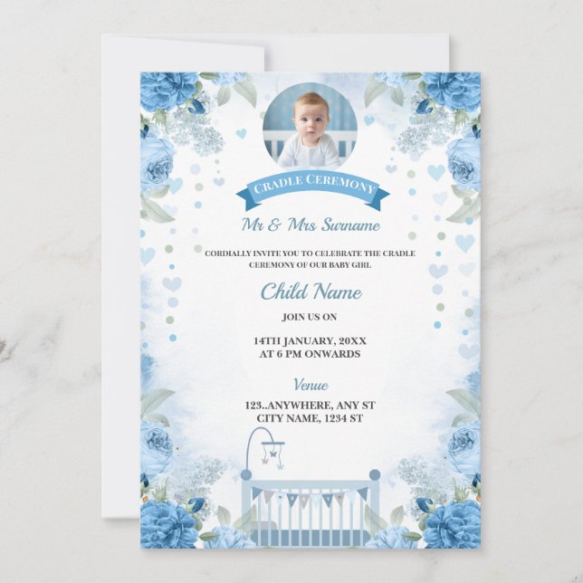 Cradle Ceremony-inbjudningskort, namngivningsdag Inbjudningar (Framsida)