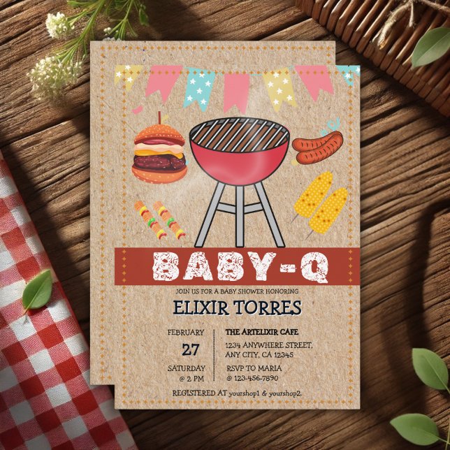 Craft Baby Q Grill Baby Shower Inbjudningar (Skapare uppladdad)