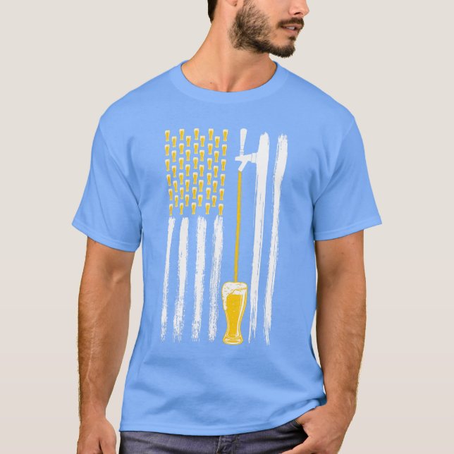 Craft Beer American Flag USA 4th July Alcohol Brew T Shirt (Framsida)