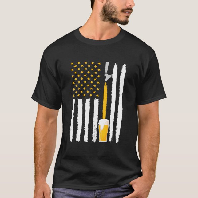 Craft Beer American Flag Usa 4Th July Brewery T Shirt (Framsida)