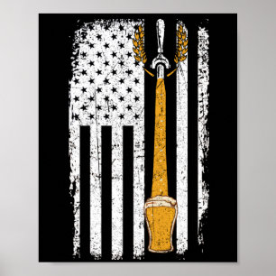Craft Beer American Flagga USA 4 juli Brewery Poster