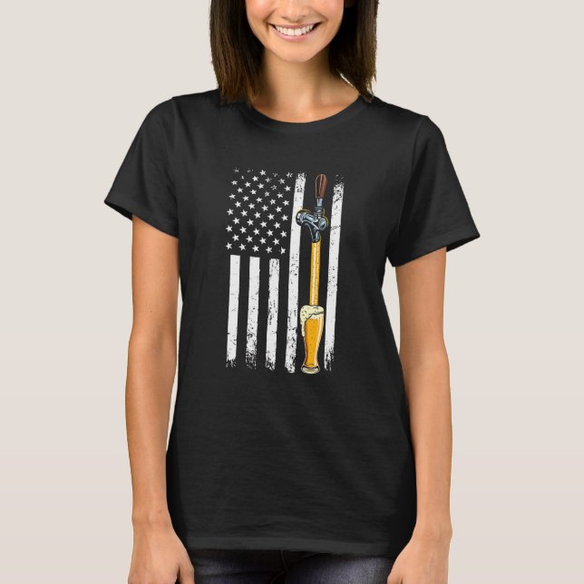 Craft Beer American Flagga USA 4 juli Brewery T Shirt (Framsida)