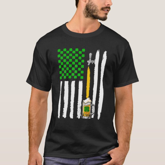 Craft Beer American Flagga USA, Funny St Patrick's T Shirt (Framsida)