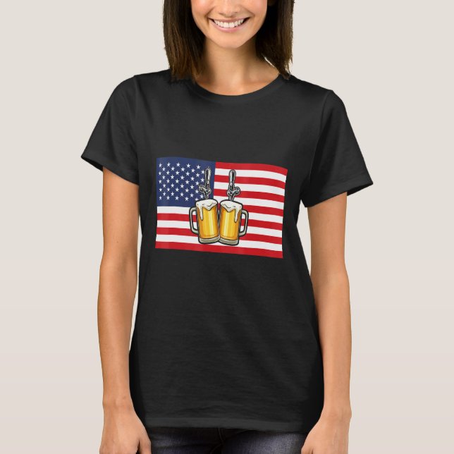 Craft Beer Brewery US Flagga 4 juli Patriotic Alco T Shirt (Framsida)