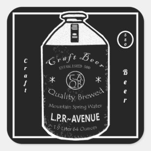 Craft Beer-Growler Jug Black & White Fyrkantigt Klistermärke