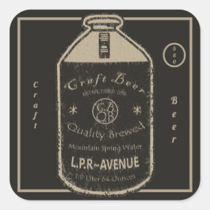 Craft Beer-Growler Jug Brown Distress Fyrkantigt Klistermärke