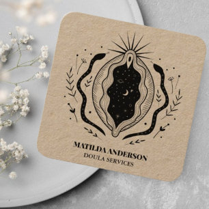 Craft Black Vagina l Doula Services Gravid Fyrkantigt Visitkort