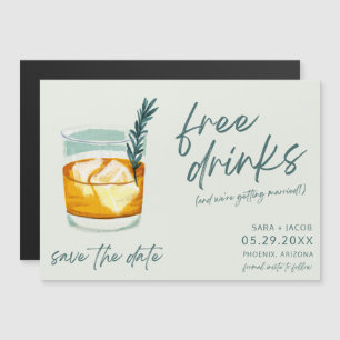 Craft Cocktail Funny Free Drinks Bröllop Spara  Th Magnetisk Inbjudningskort