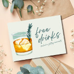 Craft Cocktail Funny Free Drinks Photo Bröllop Spara Datumet<br><div class="desc">Lustigt bröllop spara datum för paret som inte kan vänta med att fira med familj och vänner vid bröllop. Utformningen av Cute craft cocktail Free Drinks (och vi gifta sig!) sparar datumet. Lägg till information om bröllop och foto på baksidan av kortet.</div>