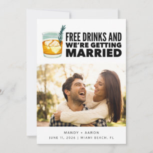 Craft Cocktail Funny Photo Bröllop Spara Datumet