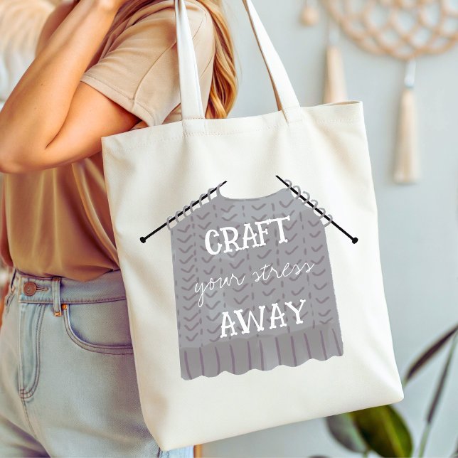 Craft din stressa Away Funny Tygkasse (Craft your stress away funny tote bag)