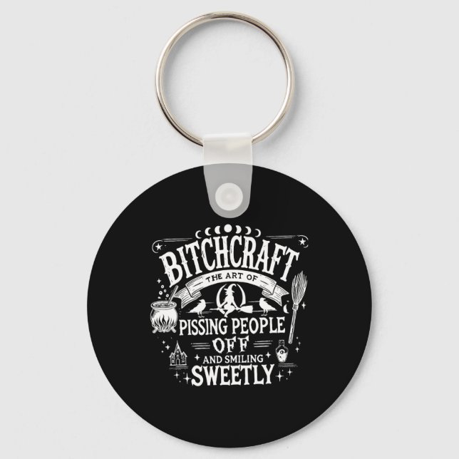 Craft Funny Witch Witchy Spooky Season Lycklig Hal Nyckelring (Framsida)
