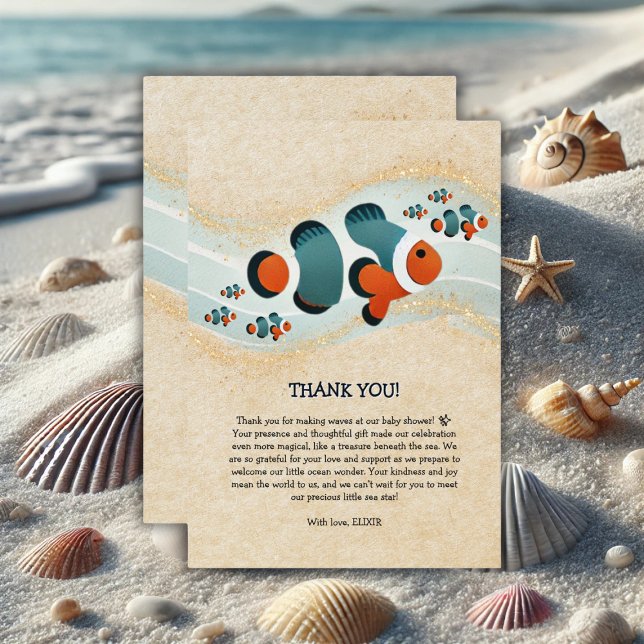 Craft Glitter Clown Fish Nemo Baby Shower Tack Kort (Skapare uppladdad)