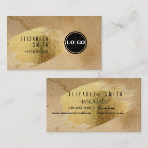 Craft Guld Struktur Rustic Logotyp Affärskort Visitkort