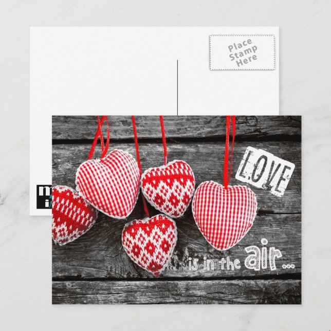 Craft Hearts Valentine Day Postcard Helg Vykort (Fram/baksida)