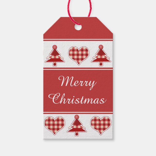 Craft Julgranar och Hearts God jul Presentetikett (Framsidan)