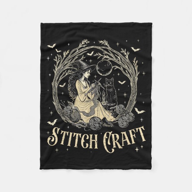Craft M Witch Halloween Cat Witch Girls Trip  Fleecefilt (Framsidan)