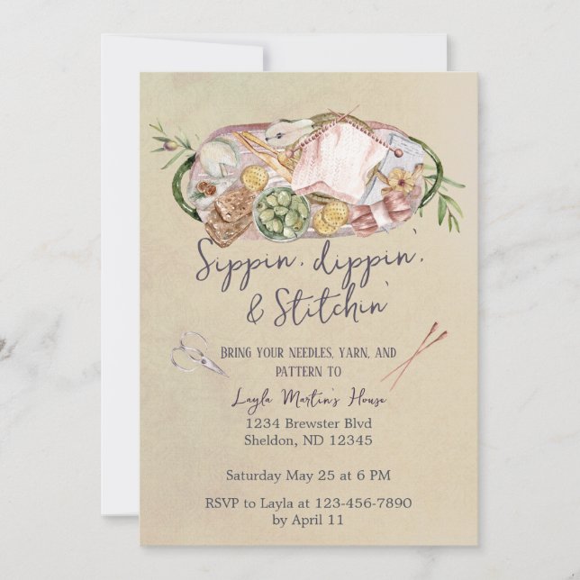 Craft Night Knitting Party Inbjudningar (Framsida)