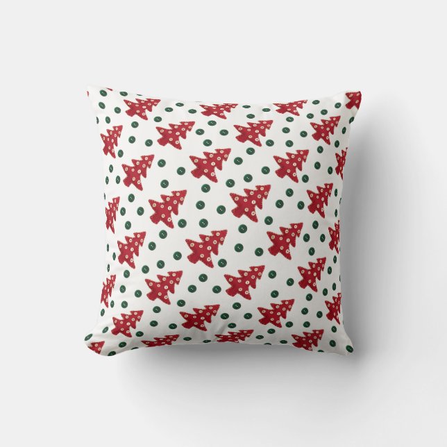 Craft Red Julgranar och Buttons Mönster Kudde (Framsida)