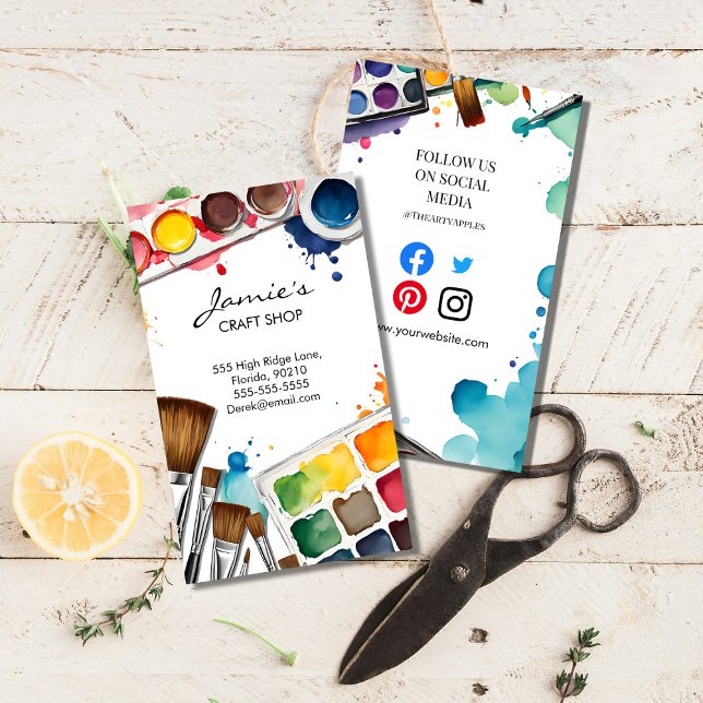 Craft Shop Business Card | Paint & Art Studio  Visitkort (Skapare uppladdad)
