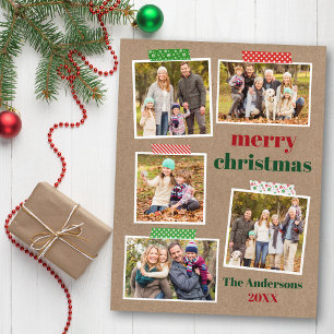 Craft Tape God jul 5 Photo Kraft Vykort