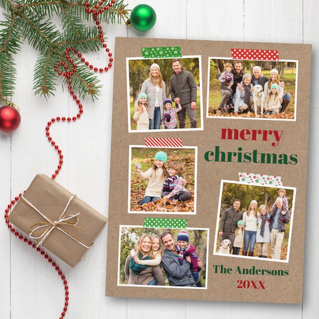 Craft Tape God jul 5 Photo Kraft Vykort (Customize to change your personalized text size or text style.)