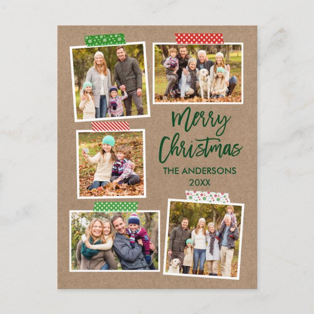 Craft Tape God jul Kraft för penselskript Vykort (Framsida)