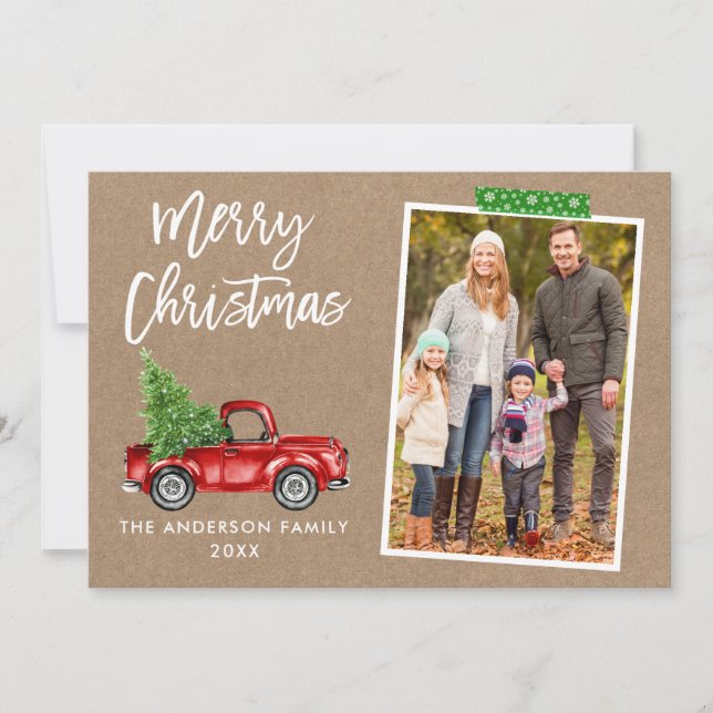 Craft Tape Push Script Lastbil Kraft-jul Julkort (Framsida)