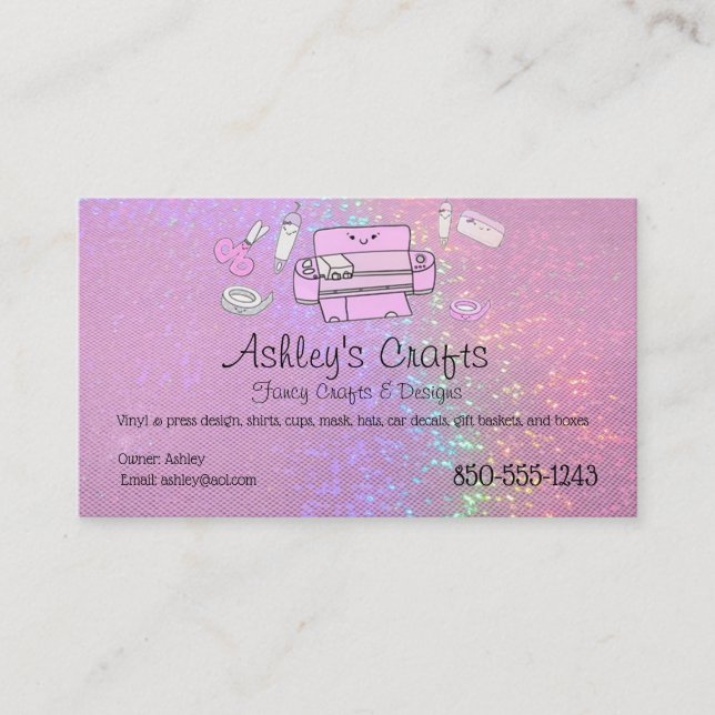 Craft Vinyl Affärskort Hologram Rosa  Visitkort (Framsida)