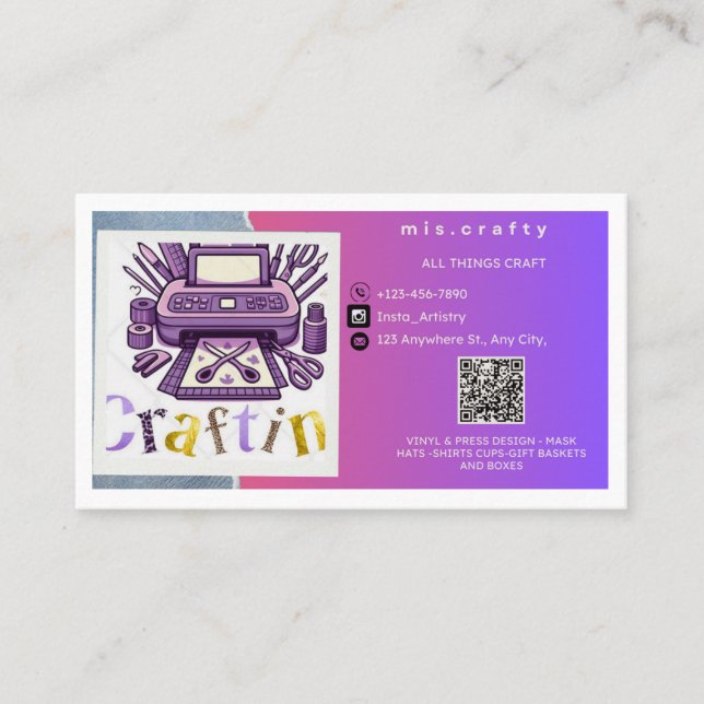 Craft Vinyl-Affärskort Visitkort (Framsida)