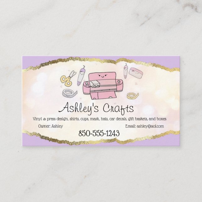 Craft Vinyl Foil Affärskort - Silhouette Cricut Visitkort (Framsida)