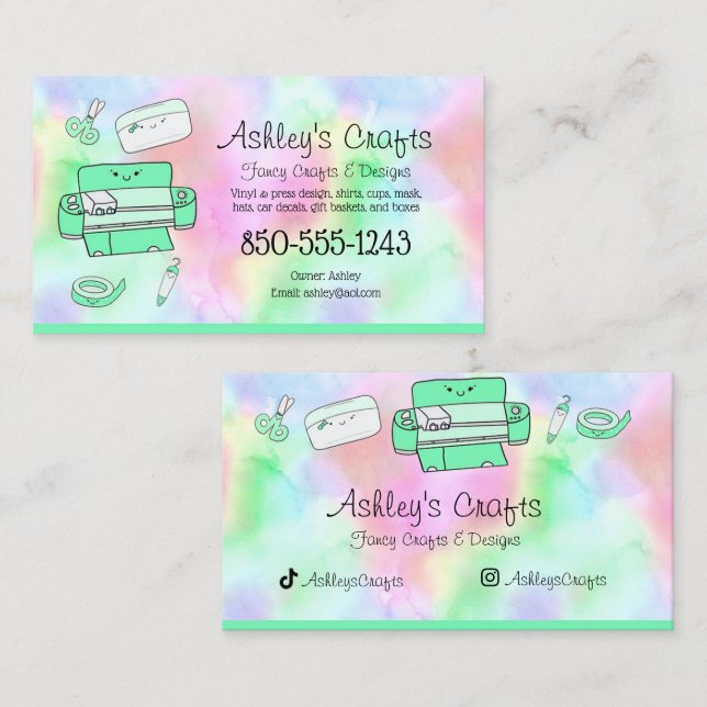 Craft Vinyl Rainbow Silhouette Cricut Watercolor Visitkort (Fram/baksida)