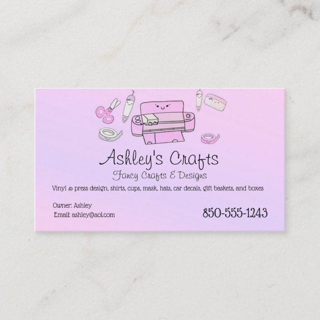 Craft Vinyl Rosa & Lila Silhouette eller Cricut  Visitkort (Framsida)