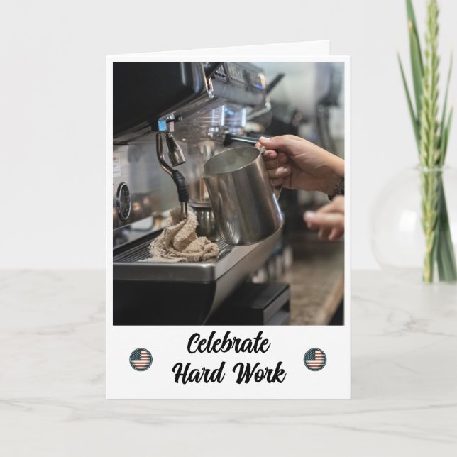 Craftad med omsorg - ett arbetsdagskort tack kort (Framsida)