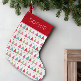 Crafted Fabric Christmas Trees – Pink Red Green Liten Julstrumpa