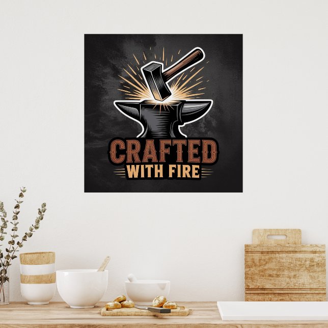 Crafted With Fire – Rustic Artisan  Poster (Kök)