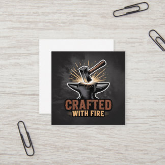 Crafted With Fire – Rustic Artisan Sticker Fyrkantigt Visitkort