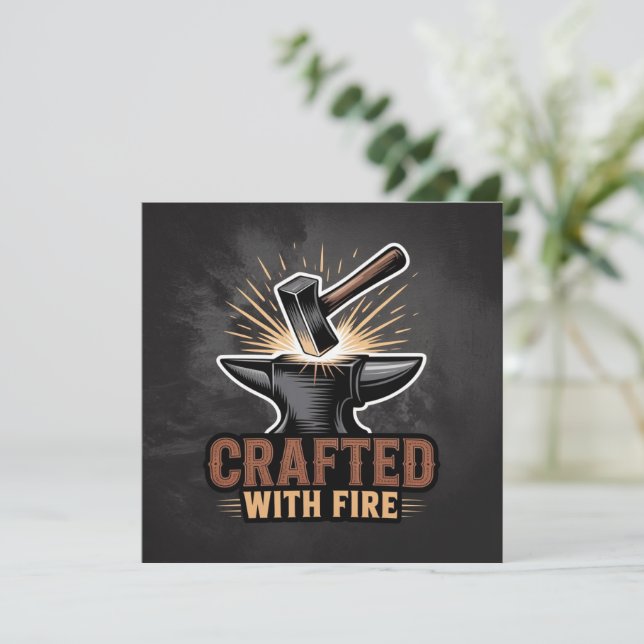 Crafted With Fire – Rustic Artisan Sticker Inbjudningar (Stående Fram)