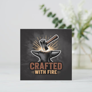 Crafted With Fire – Rustic Artisan Sticker Inbjudningar