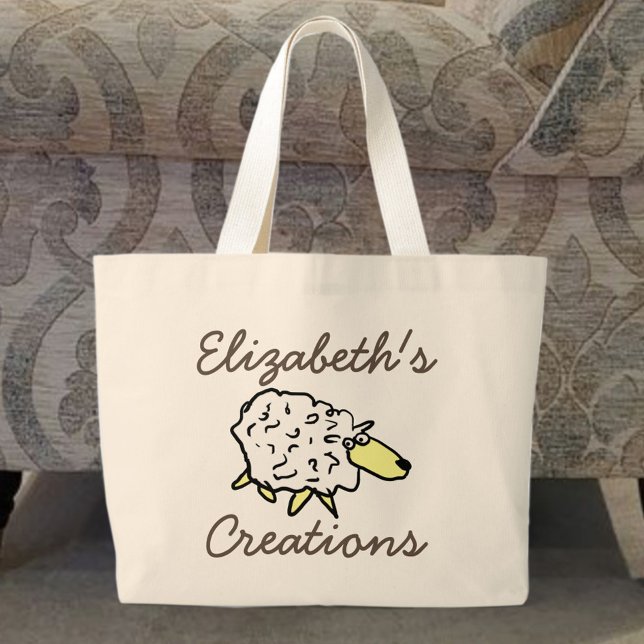 Crafter's Creations Sheep Tecknad Knitting Bag Jumbo Tygkasse (Skapare uppladdad)