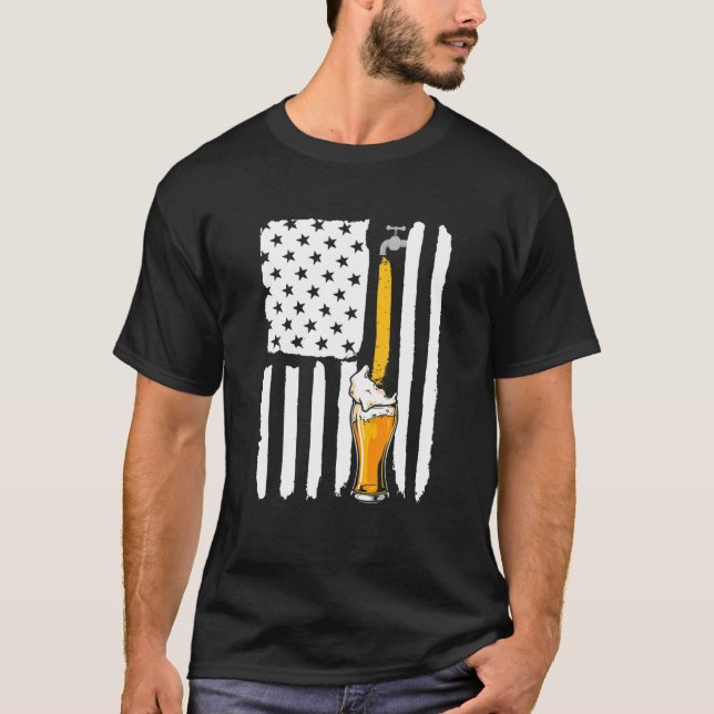 Crafts Beer American Flagga USA 4 juli Brewery Alc T Shirt (Framsida)