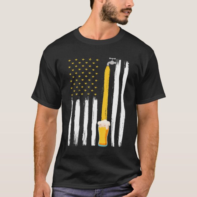Crafts Beer American Flagga USA 4 juli Brewery Alc T Shirt (Framsida)
