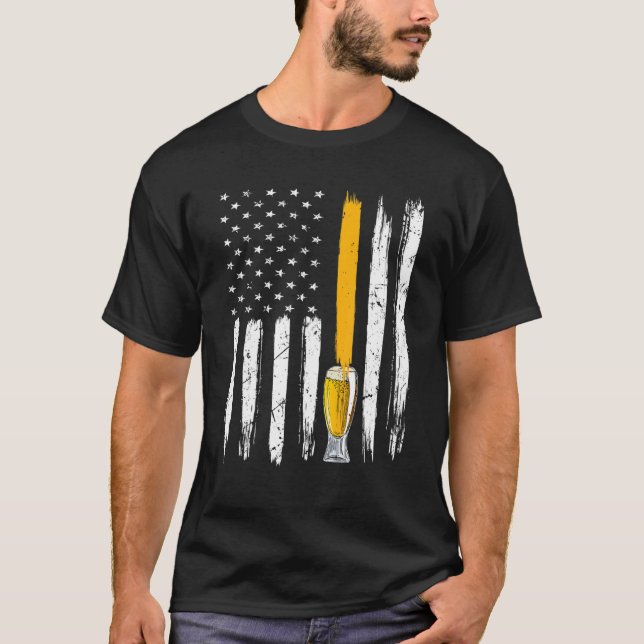 Crafts Beer American Flagga USA 4 juli Brewery Alc T Shirt (Framsida)