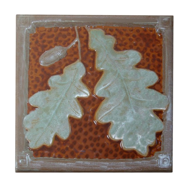  Craftsman Oak leaf Ceramic Decorative tile  Kakelplatta (Framsidan)